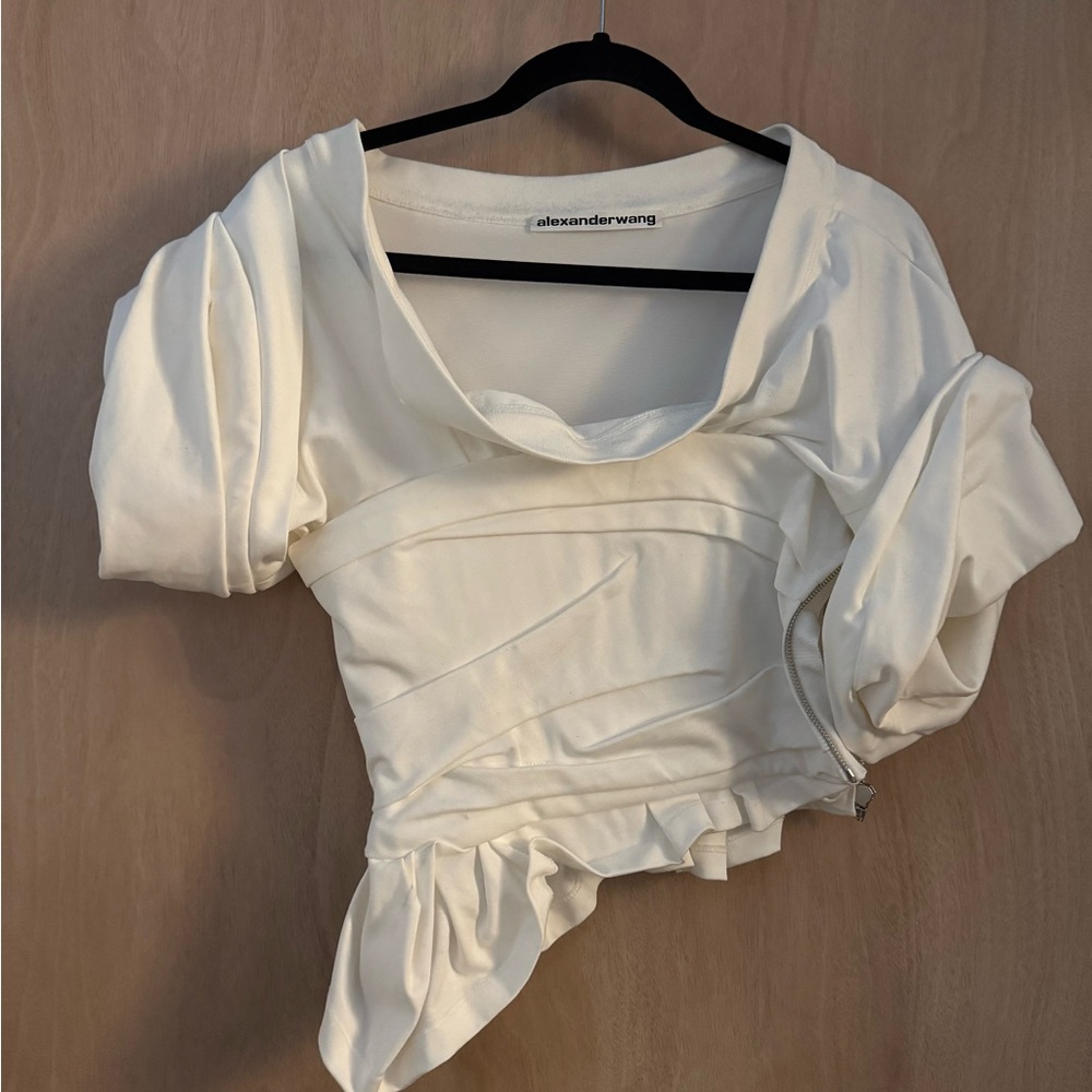 SOLD Alexander Wang Off-White Ruched Blouse